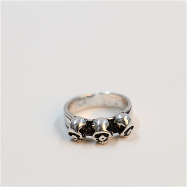 Fashion punk style rings The three skulls of style restoring ancient ways rings for women