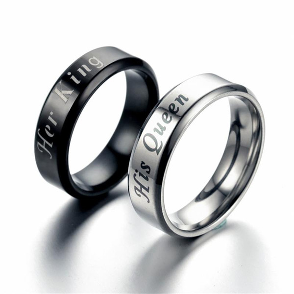 One Free Shipping King Queen Rings Stainless Steel Couples Lover's Rings for Men Women Romantic Wedding Engagement Fashion Jewelry