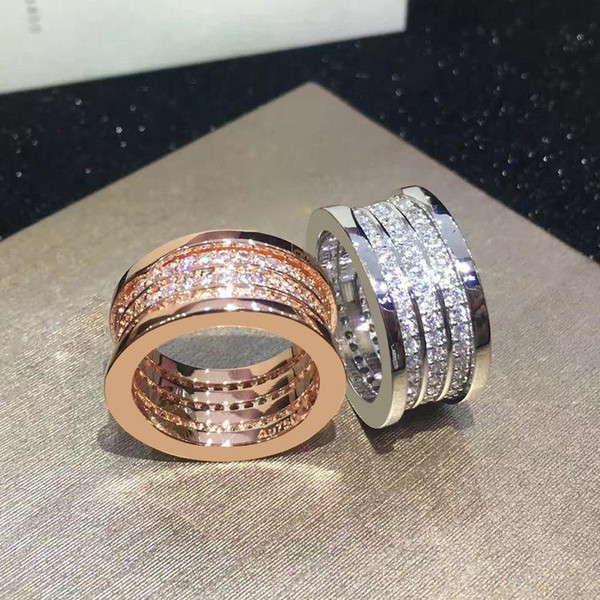 Jewelry 3-layer elastic rhinestone ring, rose gold / silver metallic color wedding / engagement titanium stainless steel jewelry