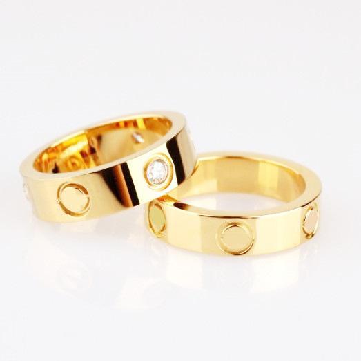 High quality fashion titanium steel ring 18K gold rose silver retro love ring when couple gift come with box set