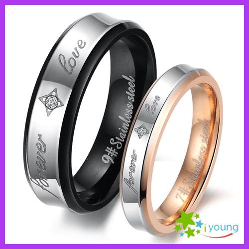 Stainless Steel Lovers' Finger Circle Inlaid Crystal CZ Couple Rings Plating 18k Rose Gold Wedding Band Engagement Gift Alliance Sizes 5-12