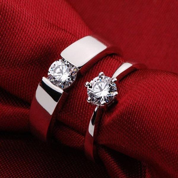 2017 New Jewelry Fashion Silver Plating Micro Pave CZ couple rings Gifts C00342 CAD