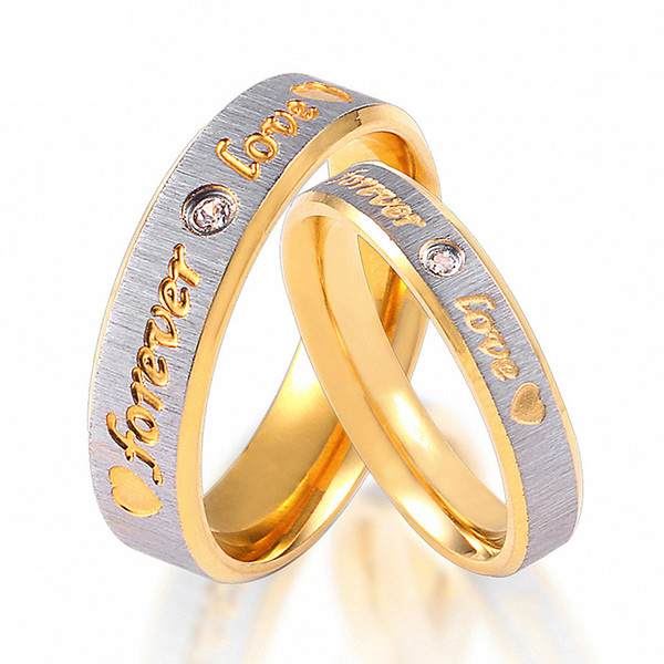 Hot Forever Love Rings Couple Rings Gold Plated With Crystal Ring Stainless Steel Luxury Ring For Annivresary Valentine's Day Gifts