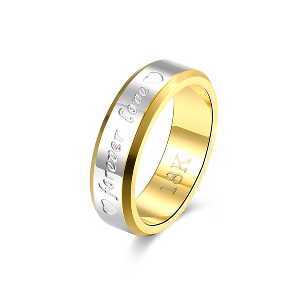 High Quality Jewelry Factory Prices Stylish silver plated styles Forever love men's 18K gold rings fashion Two Tone Round love women's ring