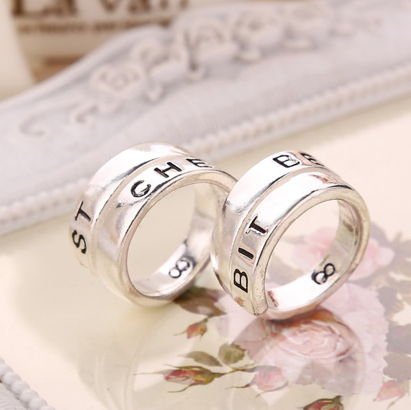 2016 New Fashion Statement 925 sterling silver rings Letter BEST CHES Alloy Couple Rings for Women and Men 10pcs ZJ-0903243