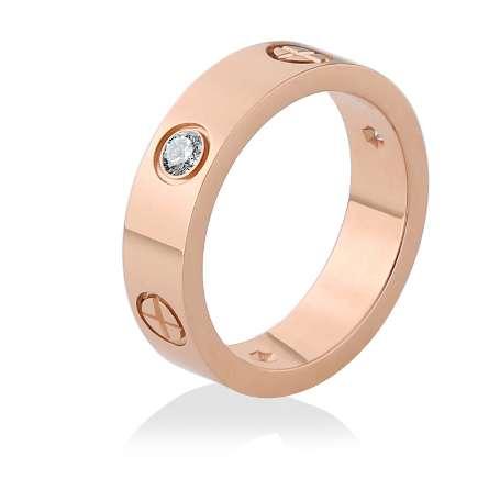 Fashion Rose Gold Stainless Steel Ring With Stone Crystal For Woman Girl For Men Couple In Wedding With Cross