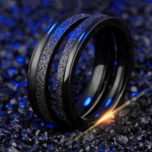 Fashion Simple Fine Black Half Circle Frosted Titanium Steel Lovers Rings Valentine's Day Present Free Shipping D0163