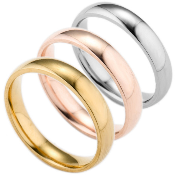 Titanium Steel Rose Gold Anti-allergy Finger Ring Smooth Simple Wedding Couples Rings Bijouterie for Man or Woman Gift