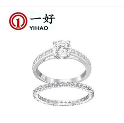 2PCS/SET Classic single row diamond four claw single diamond ring S925 sterling silver Couple Rings W14