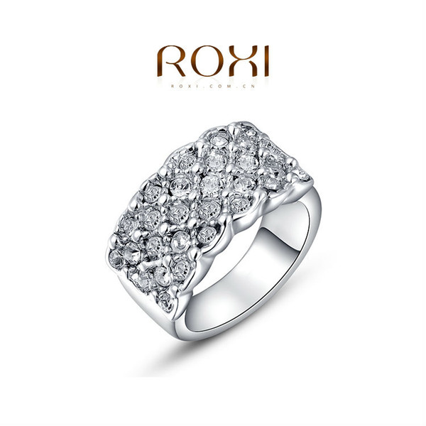 FG ROXI Brand Valentine's Day Gift Lord Of The Rings Engagement Crystal Ring Wedding Rings Silver Color Jewelry On Sale 2010016315b