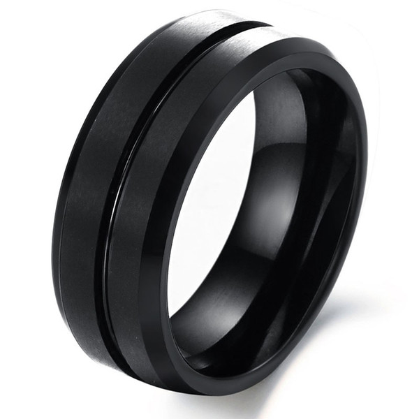 Hot Selling 8mm Black Tungsten Steel Ring Wedding Band for Him Engagement Promise Rings Brushed Ring Comfort Fit