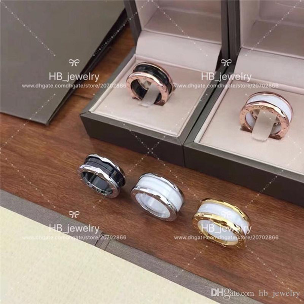 Popular fashion brand Narrow ceramic ring for lady Design Women Party Wedding Luxury Jewelry for Bride with BOX.