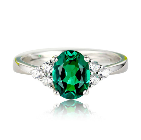 2019 European and American new fashion ladies gemstone green diamond ring female retro simple commemorative day gift accessories