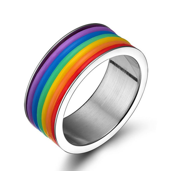 Hot sales New fashion Custom Stainless Steel Jewelry Titanium Steel Rainbow Rings for Men and Women rings jewelry gift