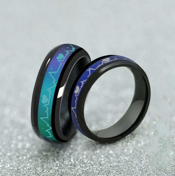 100PCS Color change ring wholesale fashion creative personality change ring male and female electrocardiogram heartbeat lovers ring