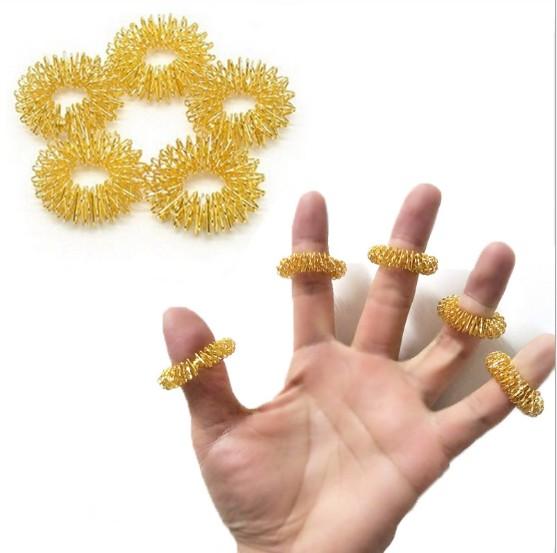 High Quality Acupuncture Massage Ring Finger Massager in PVC Bag Gold Silver Massage Rings Finger Weight Loss Finger Massage