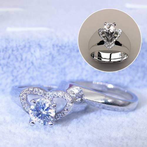 Exquisite Women's Fashion 925 Sterling Silver White Sapphire Diamond Engagement Wedding Ring Set Size 6 7 8 9 10