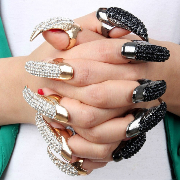 Smart Rings Nail Rings White Black Full of Drill Hyperbole Nail Hawk Claw Ring for Women Jewelry