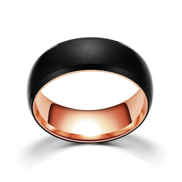 DHL 2019 new European and American hot sale 8mm spherical stainless steel rotating ring Rose gold and gold black spherical drawing