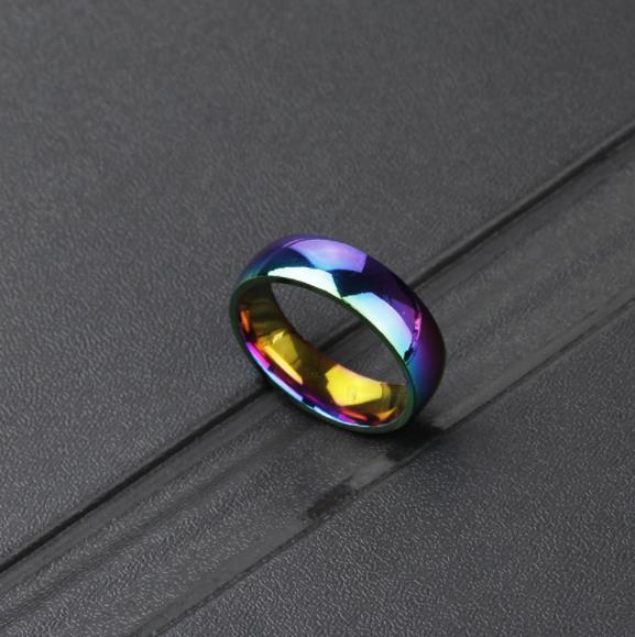 Rainbow Color New Stainless Steel One Ring Fashion Rings Seven Color Rainbow Titanium Glare Ring Trend Fashion Accessories Round Eing