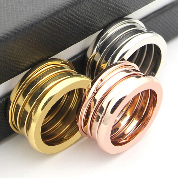 Luxury brand spring ring titanium steel plated rose gold ring for couple jewelry