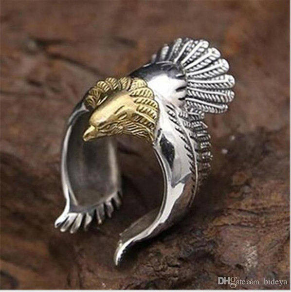 Personality Eagle Adjustable 925 Pure Silver Plating Rings 2018 Fashion Cool Unisex Jewelry Accessories Gold Silve Head