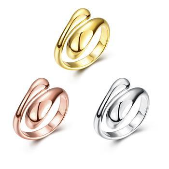 Brand luxury, smooth, bright and environmentally friendly platinum geometric ring, designer droplet shape adjustable size ring three colors