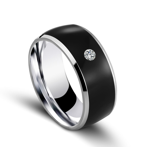 Stainless Steel 7-13 Yard Two-chip Black NFC Smart Ring Mobile Phone Unlock Waterproof Touch Unlock Health Protection Crystal Rings