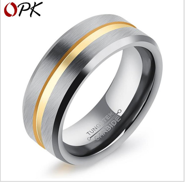 New jewelry simple retro gold tungsten steel ring man