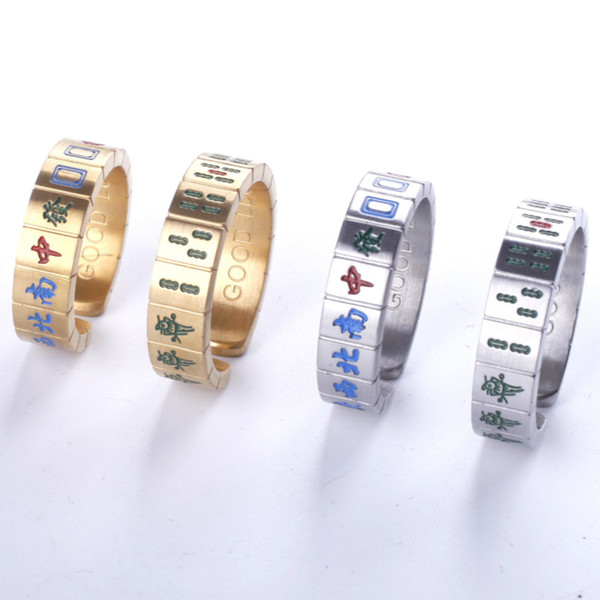 Mahjong rotating ring suitable for couples 316L titanium steel creative ring jewelry