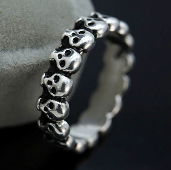 Wholesale ancient Maya men punk skull ring, exaggerated retro titanium steel ring, free shipping