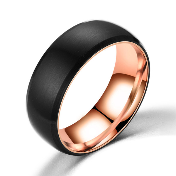 2019 new European and American hot sale 8mm spherical stainless steel rotating ring Rose gold and gold black spherical drawing