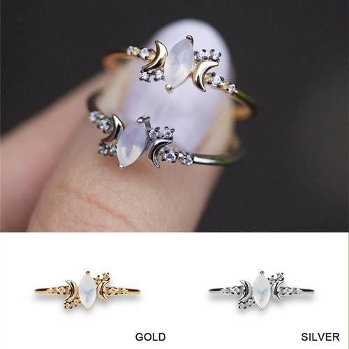 Exquisite Women 925 Silver Gold Moonstone Wedding Engagement Ring Smart Rings Wedding bands For Women Charm Gifts