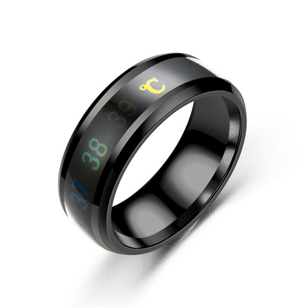 Fashion Intelligent Thermometer temperature measuring ring Stainless steel simple creative Couple wedding jewelry