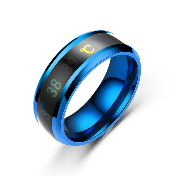 Multifunctionl Waterproof Temperature Sense Intelligent Smart couple Ring Changing Color Temperature jewely accessories Rings by DHL