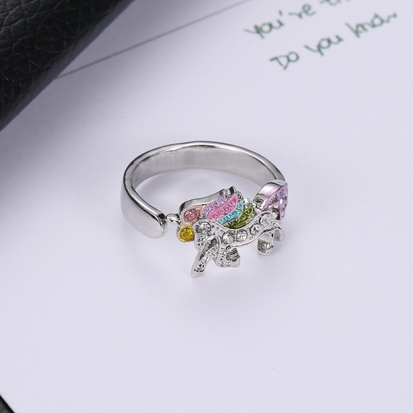 Latest design creative silver 925 rings creative cute unicorn design high end rings jewelry women wedding ring