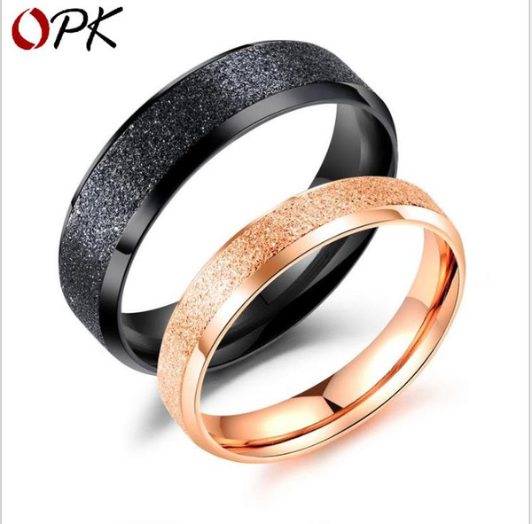 Stainless steel matte ring European and American fashion pearl sand titanium steel couple ring