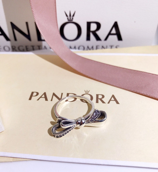 2019 hot recommendation new women's favorite bow 925 sterling silver ring with temperament charm can be worn on all occasions