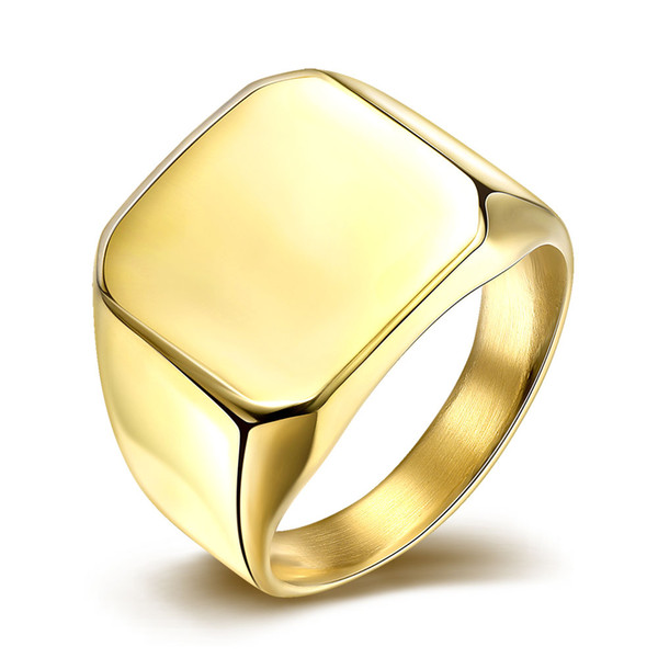 Fashion Gold Stainless Steel Square Ring Blanks Jewellery Mens fFinger Charms Amazon Hot Sale Drop Shipping