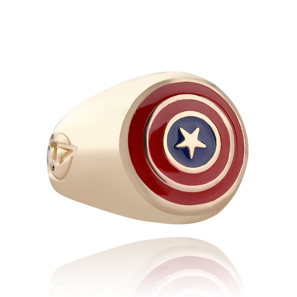 Silver Plated Alloy Cartoon Anime children Captain America ring punk Captain America shield ring stainless steel Pentagram Buckler rings 439