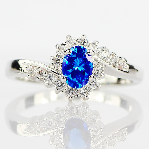 Exquisite Natural Sapphire Gemstones Birthstone Bride Princess Wedding Engagement Strange Ring Size 6 7 8 9 10