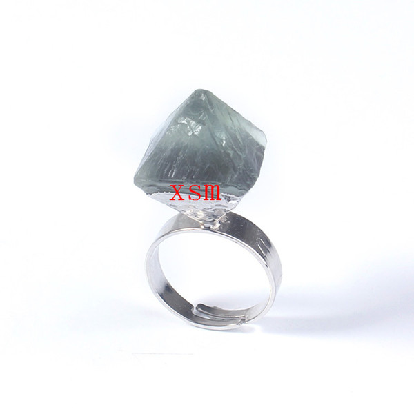 10pc Silver Plated Natural Octahedral Green Fluorite Pyramid Druzy Rings,Wedding Rings For Women Fashion Jewelry Free Shipping