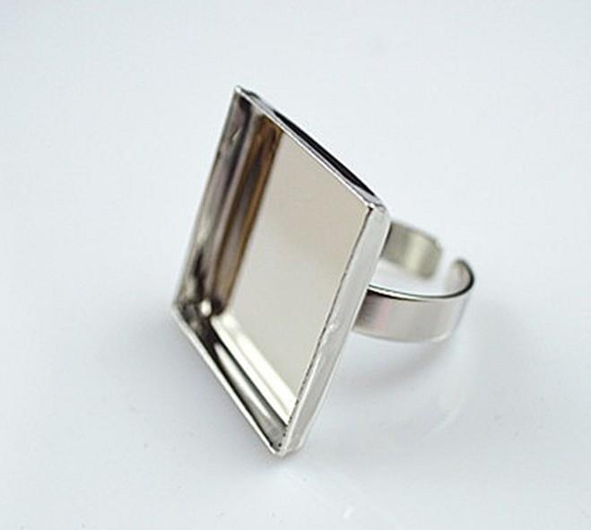 Free shipping High quality 25mm square, Adjustable Ring Bases/ Blanks/Sterling Silver Plated Jewelry findings