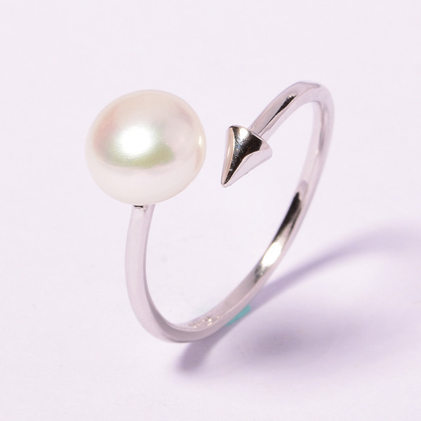 925 sterling silver jewelry ring For Women Pearl jewelry 2018 Fashion 100% natural 7-8 mm Freshwater pearl rings gift