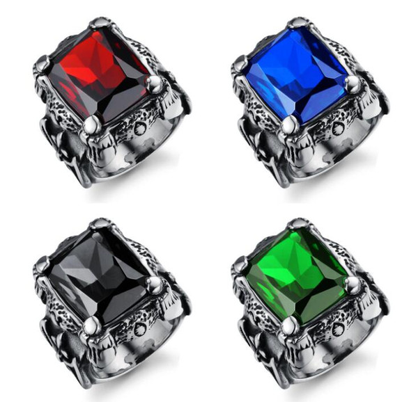 European and American domineering cast ring Titanium steel men's inlaid zircon ring