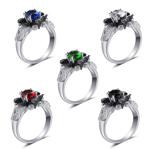 2019 Wholesale bat color hot style platinum plated double color solitaire ziron ring for jewelry accessory