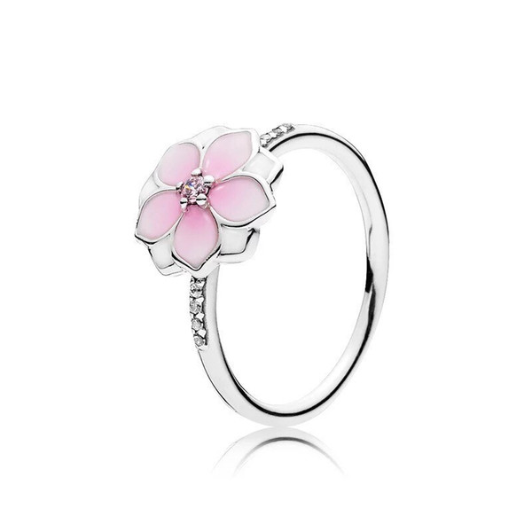 2019 Hot recommends the new female favorite small fresh romantic magnolia 925 sterling silver ring.