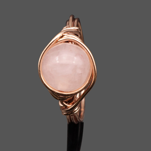 Rose gold hand-woven natural crystal round pearl ring and the individuality design foreign trade act the role ofing is tasted