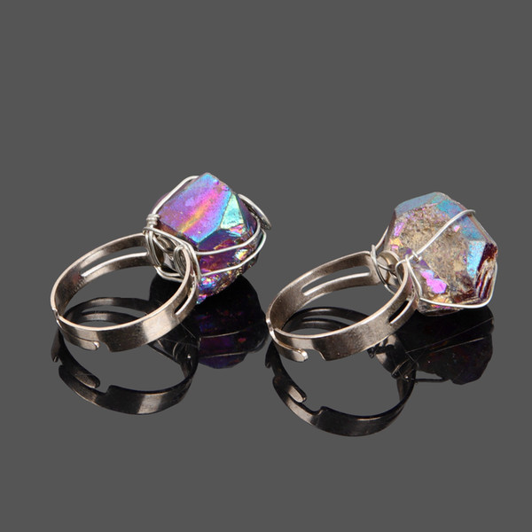 Natural crystal original stone ring plating discus the original stone ring exaggerated fashion crystal ring