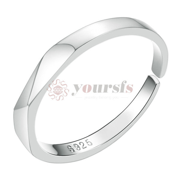 Yoursfs Jewelry for Couples Customize Rings S925 Sterling Silver Ripple Waves Design Unisex Adjustable Ring